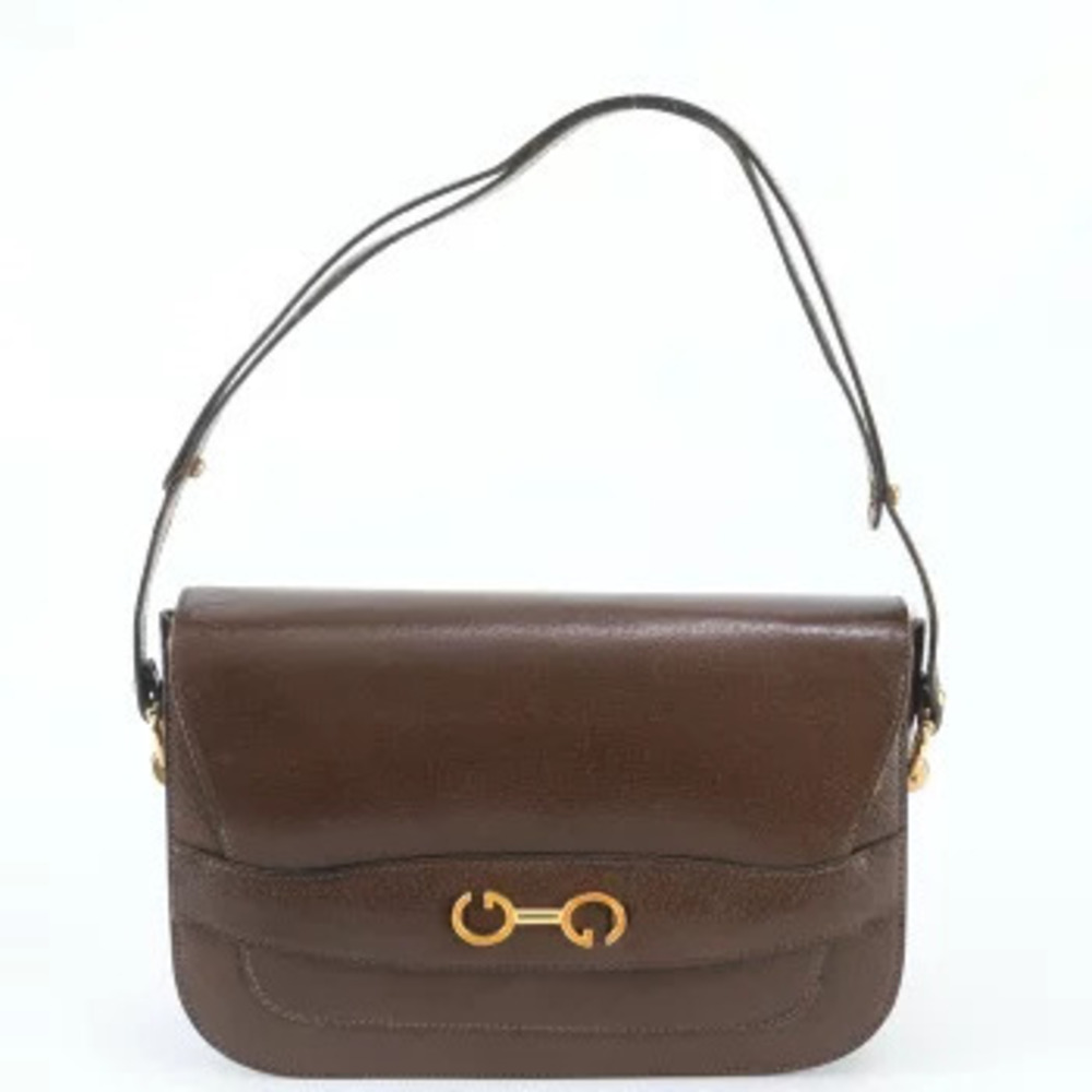 Gucci Horsebit Leather 2Way Shoulder Bag Brown